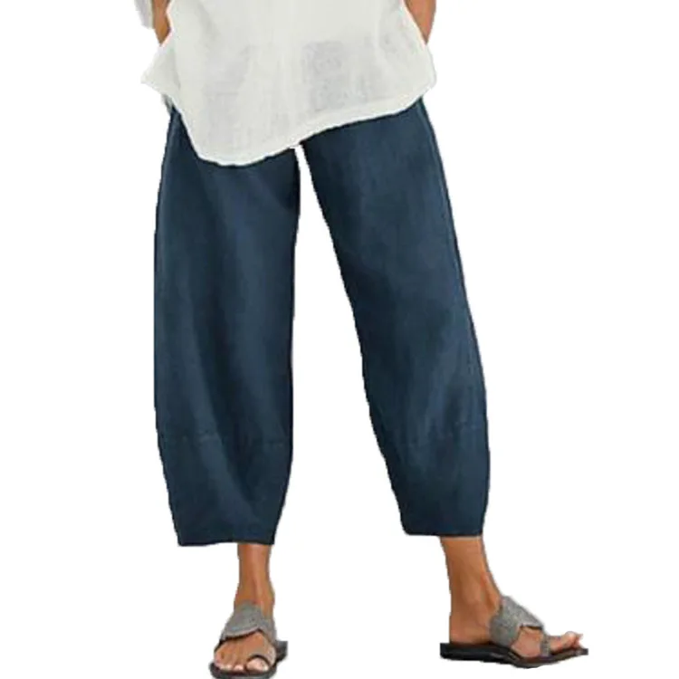 

Women's Solid Color Large Size Simple Loose Casual Capris