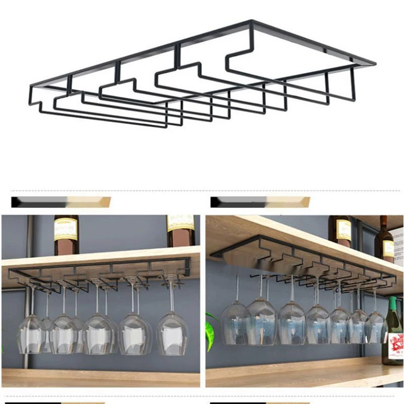 

TINAMI Wine Glass Hanging Holder Draining Cup Organizer Holder Hang Kitchen Accessories Iron Goblet Stemware Storage Racks Shelf