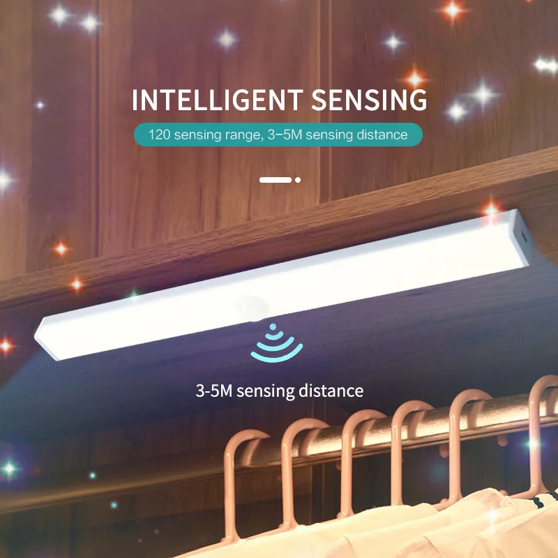 Беспроводной светодиодный светильник с датчиком движения шкаф кровать лампа под