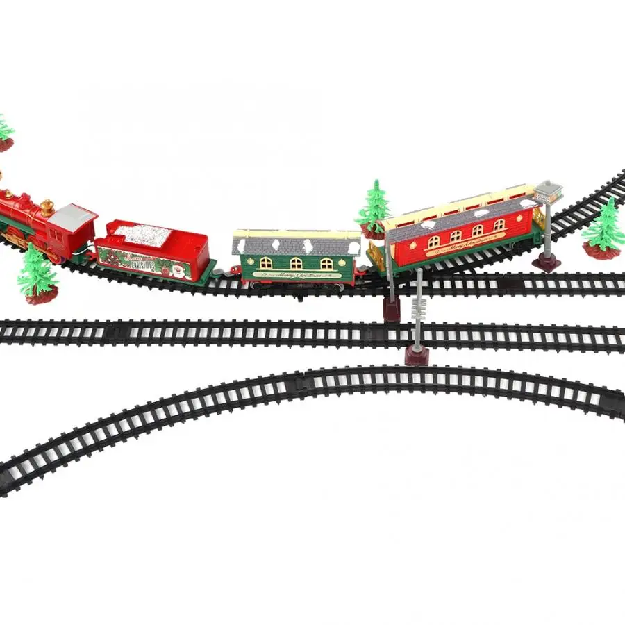 Рождественский стиль электрическая железная дорога игрушка DIY собранная