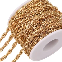 1m width 5mm filled gold curb chain roll stainless steel nk cuban chains for diy necklace jewelry making supplies wholesale bulk