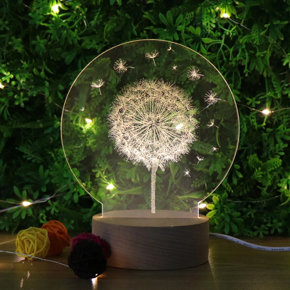 Акриловый ночник 3D для спальни декоративный прикроватный светильник в виде