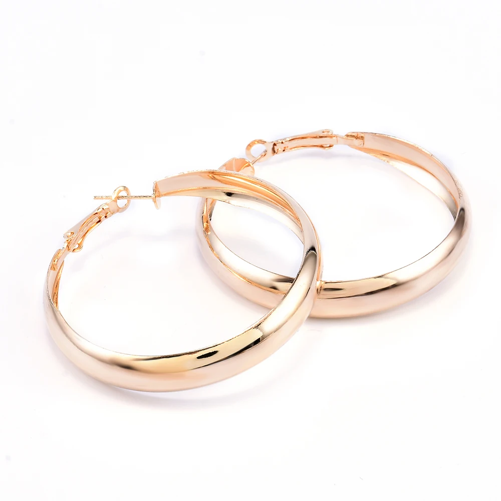

Women Big Hoop Earrings Jewelry Yellow Gold Filled Hoop Big Round Earrings Christmas Jewelry 2019 New Fashion