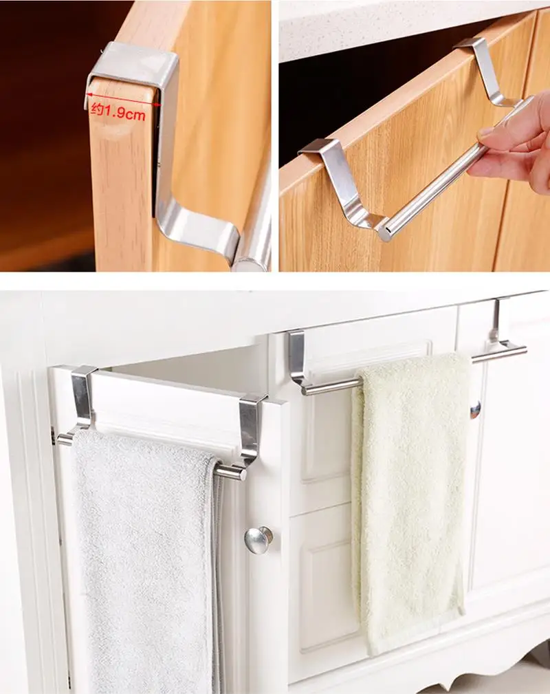 Stainless Steel Towel Rack Bathroom Holder Stand Kitchen Cabinet Door Hanging Organizer Shelf Wall Mounted Towels Bar | Дом и сад