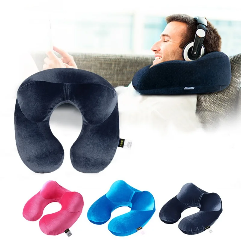 

U-Shape Travel Pillow for Airplane Inflatable Neck Pillow Travel Accessories 4Colors Comfortable Pillows for Sleep Home Textile