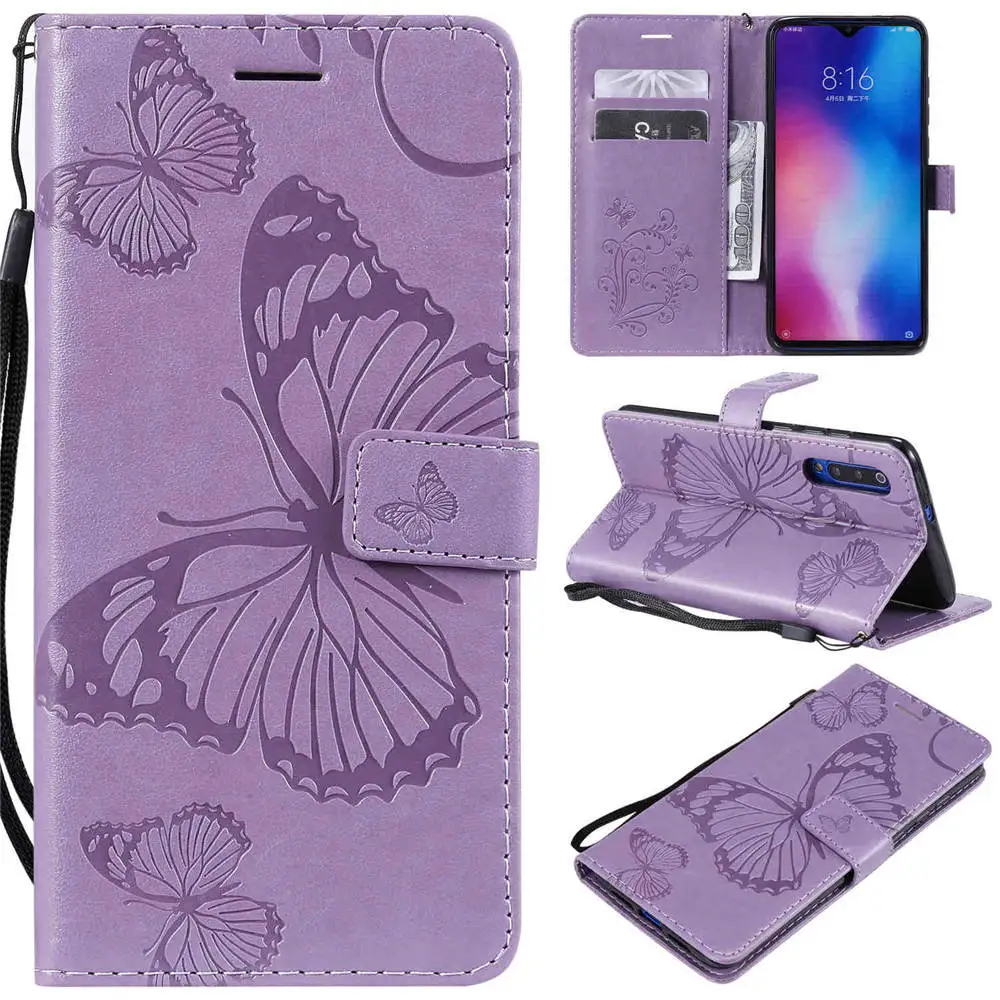 Purple-Fly Кожаный бумажник-книжка чехол для Red mi GO Xiaomi mi Play Poco F1 Card Solt чехол для телефона для Red mi 6 Pro Note 6 7 Pro 3 4X mi 5X8 9 - Цвет: Purple-Fly