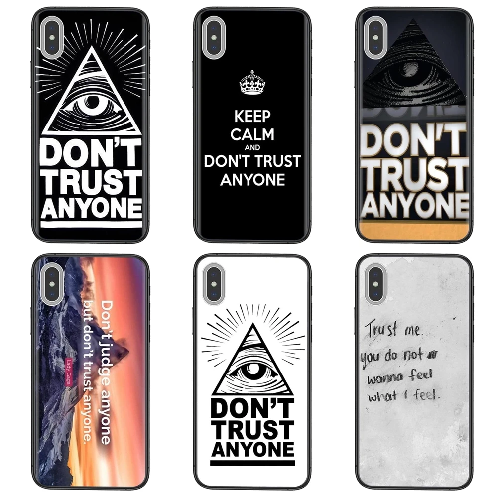Мягкий черный чехол с треугольной пирамидой и надписью Don't Trust клевера в