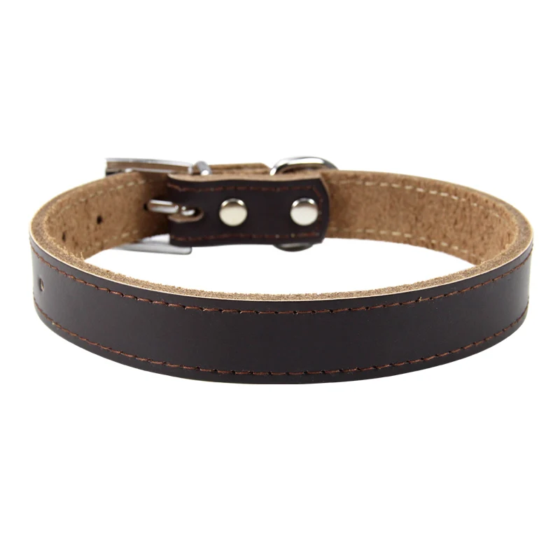 Brown Pet Dog Collar XS-XL ошейник для собак из натуральной кожи с подкладкой из микрофибры, регулируемые ошейники для маленьких и средних собак, чихуахуа, щенка, ошейник - Цвет: Brown Pet Dog Collar
