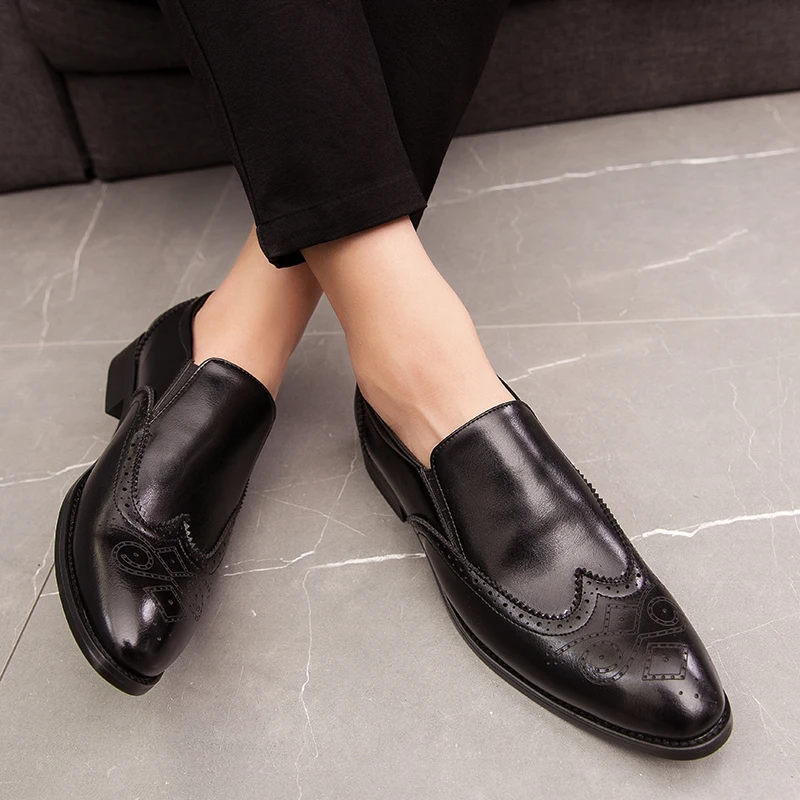 

Fashion outdoor Leather flats Shoes Soft Slip-On Male Comfortable Driving Shoes Casual Business Loafers Shoes Men size 38-44 w5