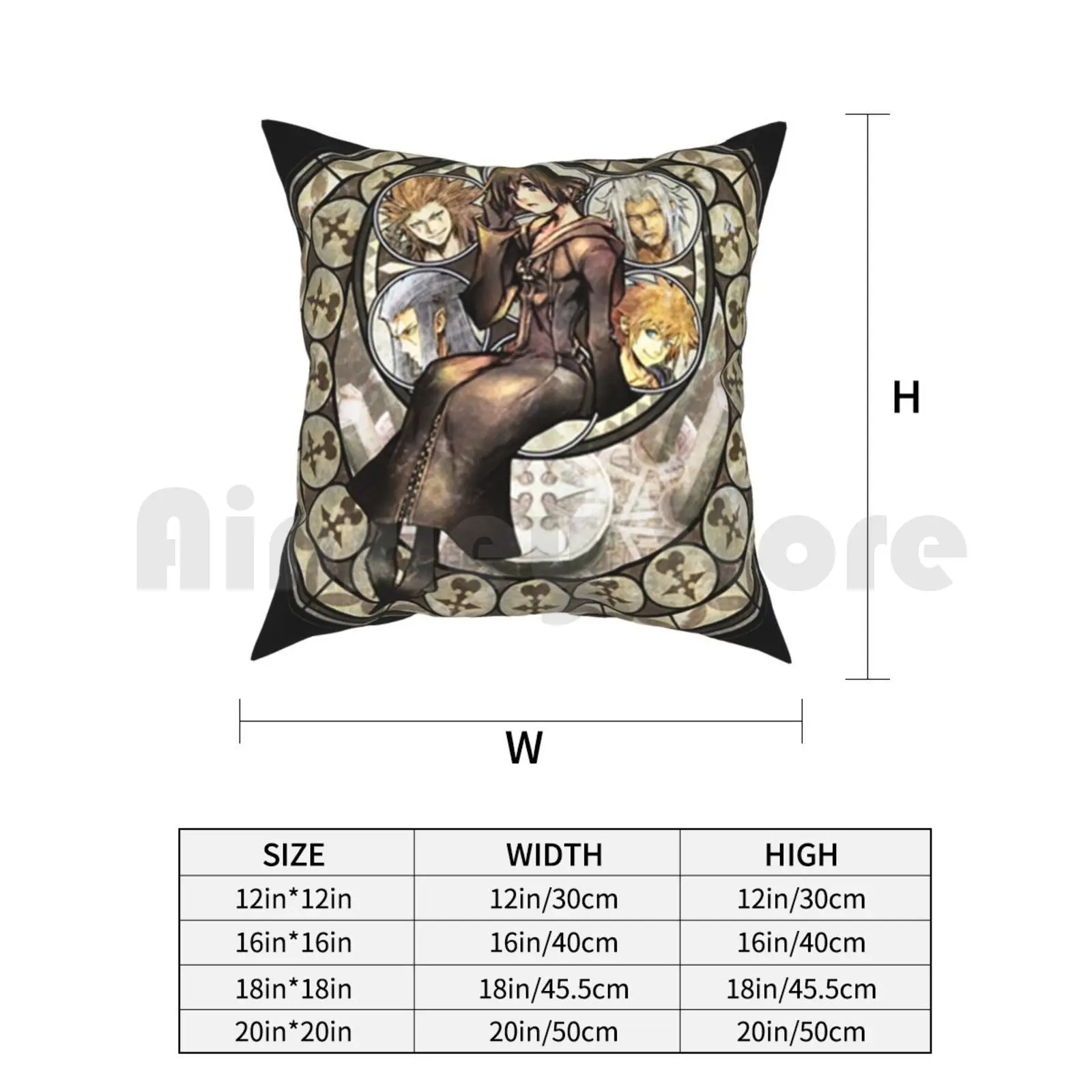 Подушка Kingdom Hearts-Xion'S Heart мягкая домашняя с принтом Hearts Sora Keyblade Kh