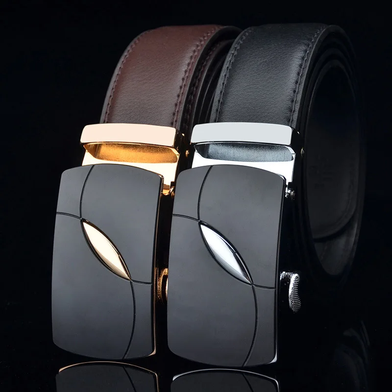 Men's business style automatic buckle belt, leather cow cow belt, men's fashion simple belt