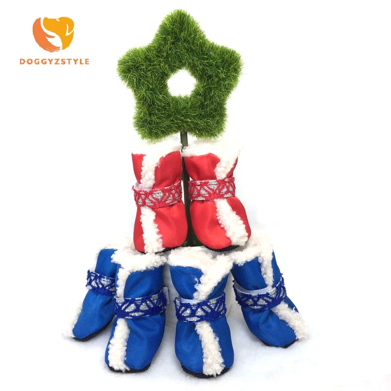 

4 шт. рождественские водонепроницаемые ботинки для собак зимняя обувь для домашних питомцев для маленьких собак кошек противоскользящие зи...