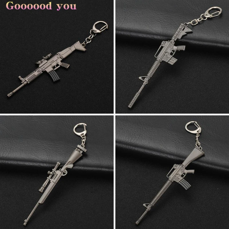Аниме брелок Горячая игра PUBG оружие Модель для мужчин автомобиль аксессуары