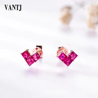 vantj 14k rose gold stud earring sterling natural ruby fine jewelry for women lady engagement wedding party gift