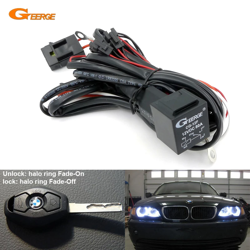 

2 pcs Relay Wiring Harness Kit For BMW E46 E36 E39 E60 E61 E83 X1 X3 Angel Eyes Halo Rings LED CCFL w/ Fade-on Fade-off Features