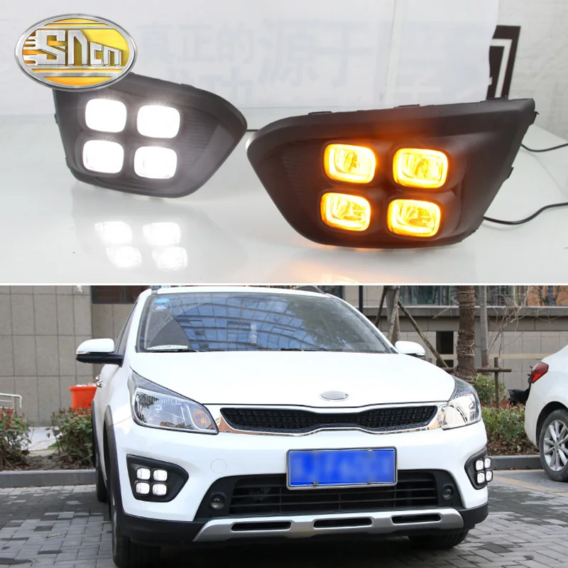 Светодиодные дневные ходосветильник SNCN для Kia Rio X line 2018 2019 автомобильные