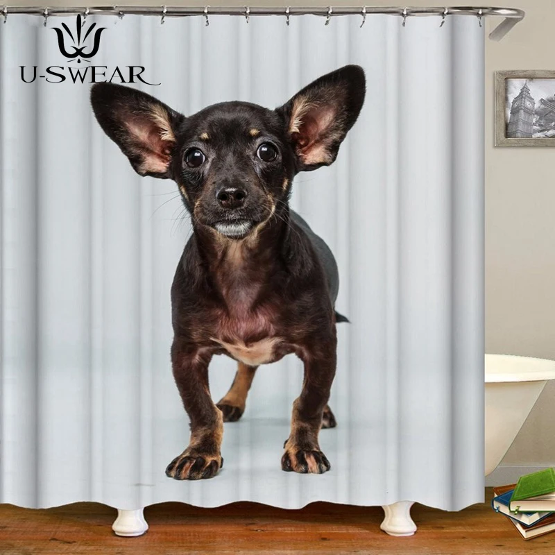 Водонепроницаемая ванная завеса с забавным и милым принтом домашних животных, набор для ванной комнаты.