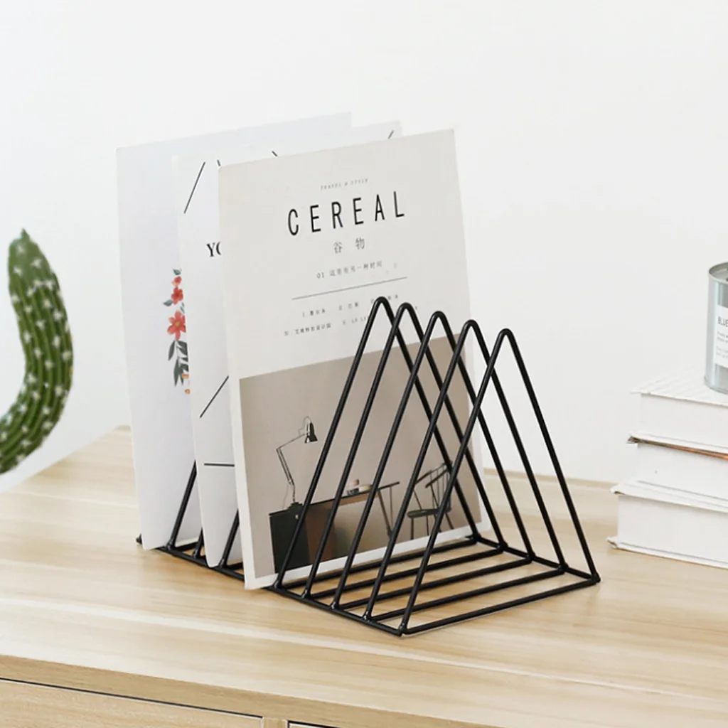 Metal Desk Book Holder Modern Minimalist Bookshelf Magazine Newspapers Storage For Home Office |