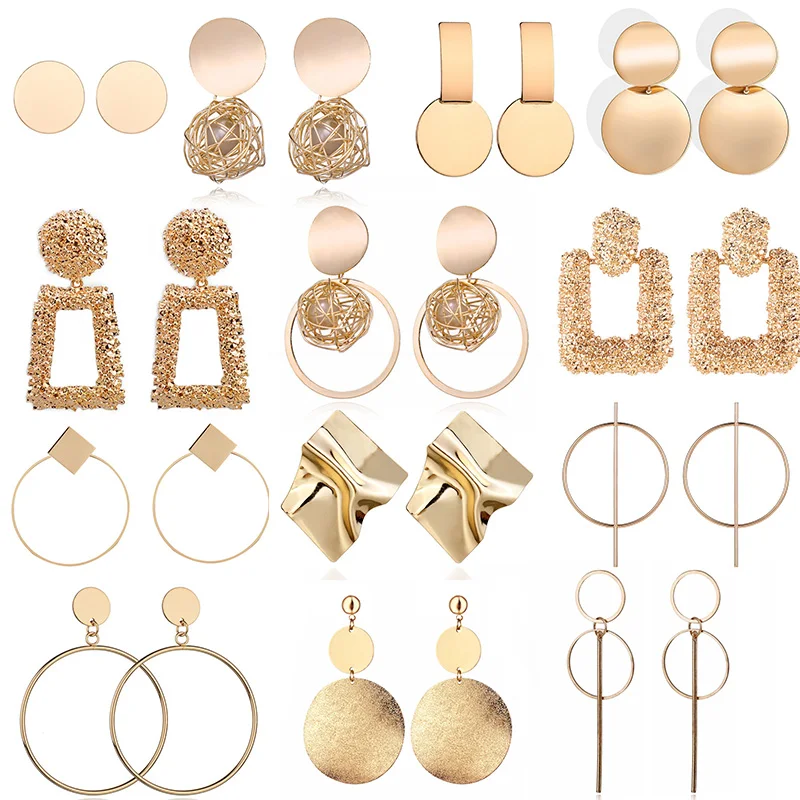 

Fashion Statement Earrings 2021 Big Geometric Round Earrings For Women Hanging Dangle Earrings Drop Earing Modern Female Jewelry