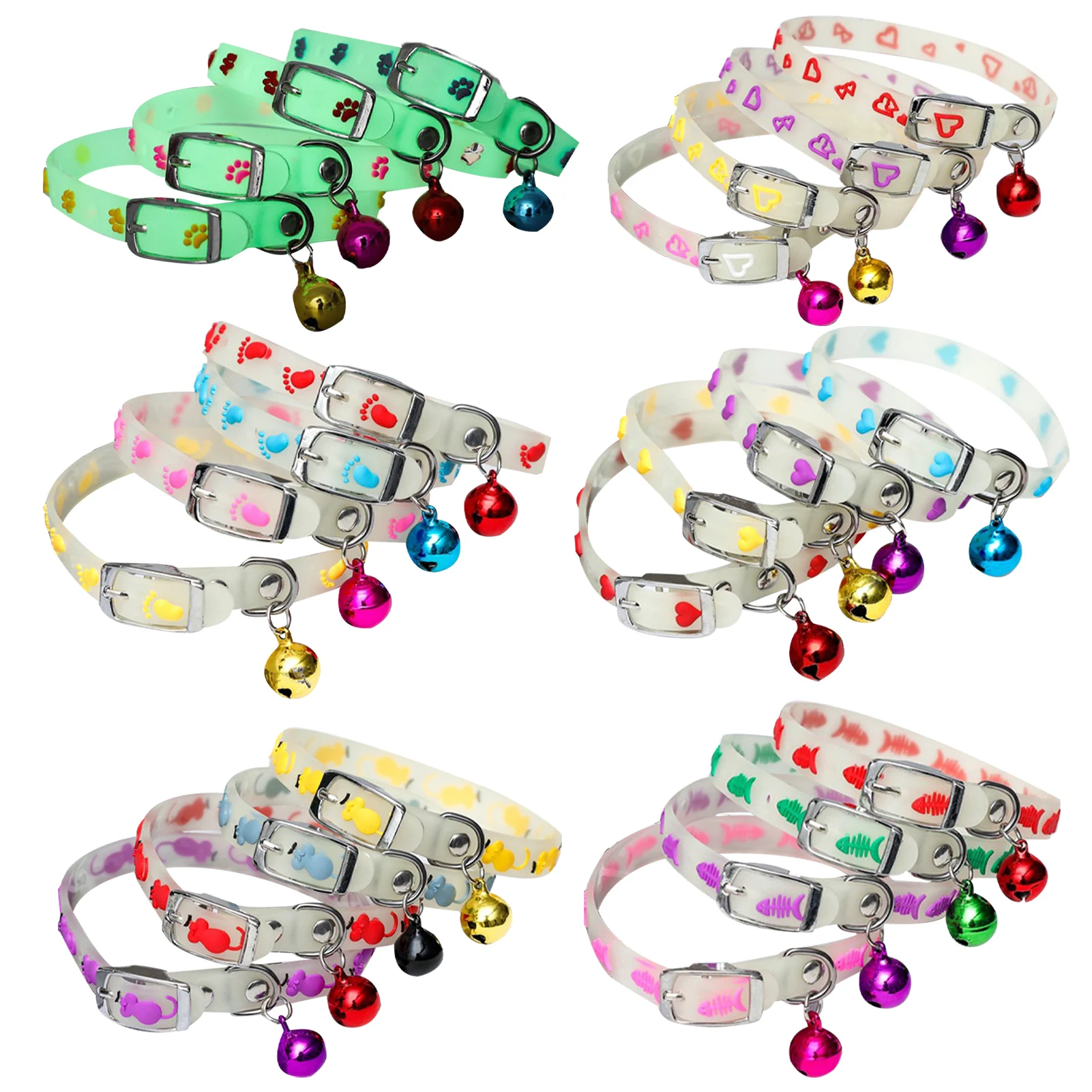 

Anti-Lost Pet Luminous Collars with Bells Dogs Cats Glowing Collar Light Up at Night Dog Cat Necklace Accessories Pet Supplies