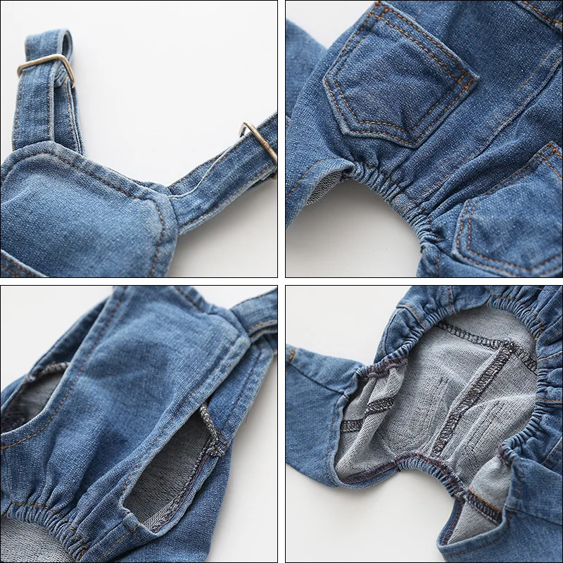 Джинсовый комбинезон для маленьких собак модный костюм из денима французского