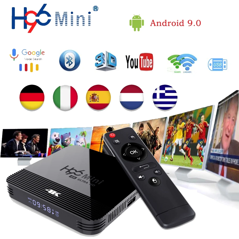 H96 мини H8 Android 9 0 ТВ приставка RK3228A четырехъядерный A7 2 4G/5G Wifi BT4.0 4K HD телеприставка