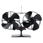 Двойная головка, 8 лопастей, мощный вентилятор для плиты, алюминиевый бесшумный, экологически чистый, для деревянных бревен, горелка для камина, вентилятор, эффективное распределение тепла