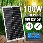Солнечная панель, 2 USB-порта, 100 Вт, монокристаллическое зарядное устройство для солнечных батарей с контроллером 20 А, водонепроницаемый разъем, зарядное устройство для батарей на открытом воздухе