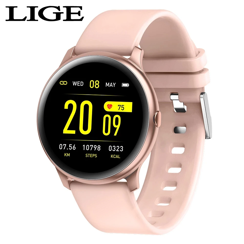 

LIGE 2021 New Women Smart Watch Woman Fashion Watch Heart Rate Sleep Monitoring For Android IOS Waterproof Ladies Smartwatch+Box