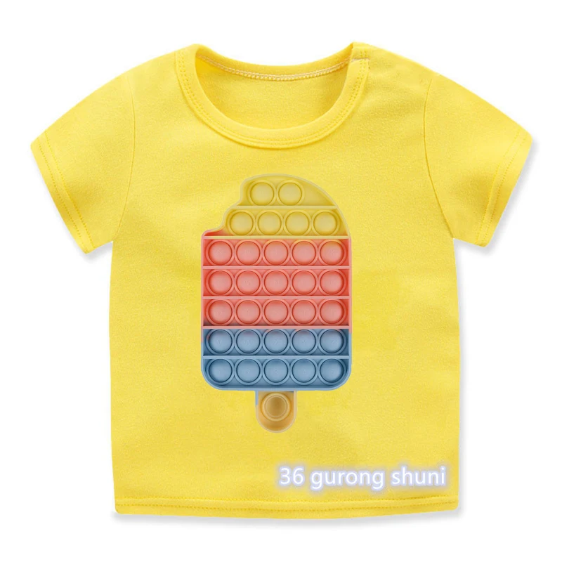 Camiseta divertida y colorida para ni&ntilde;os y ni&ntilde;as, camisa sensorial de empuje de burbujas, de helado-0