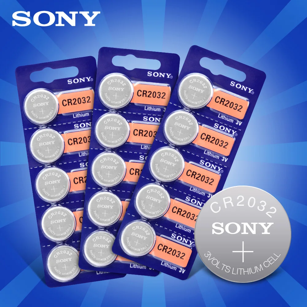 15 шт. для SONY CR2032 DL2032 ECR2032 BR2032 2032 CR 2032 3 В литиевая Кнопочная батарея для монет, долговечная батарея для часов