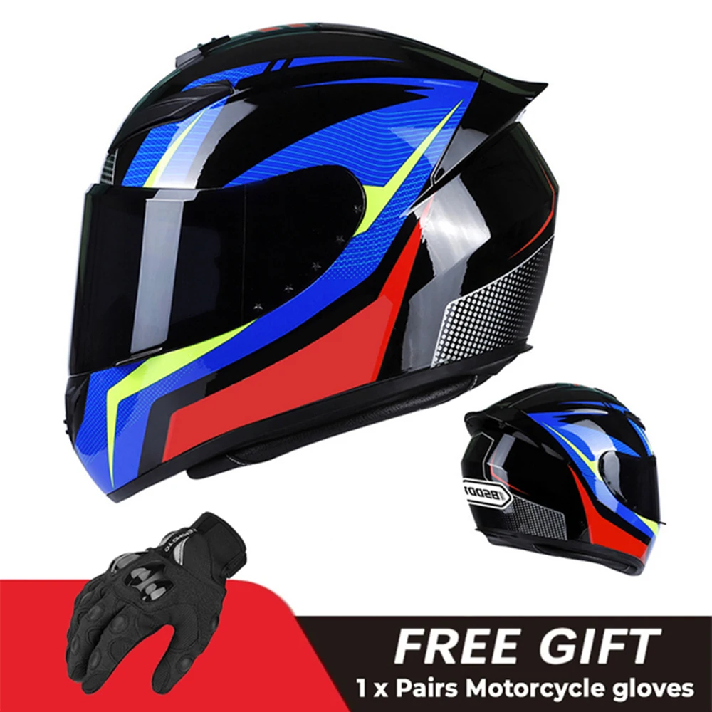 Motorcycle Full Face Helmets Motocross Helmet Racing Moto Helmets Flip Up Moto Black Adult Motorbike Street Touring Cool Rider