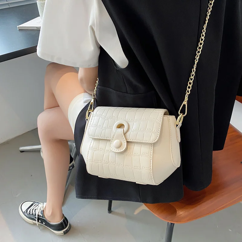 

North bag chain texture small bag women's summer 2021 new fashion texture crocodile small square Bag Messenger Bag