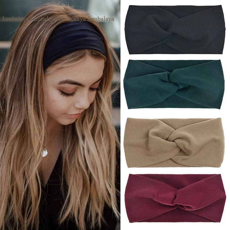 

Women Headband Twist Knit Cotton Wide Turban Twisted Knotted Head Band Bandana Girls Hair bands Headband Women Hair Accessories