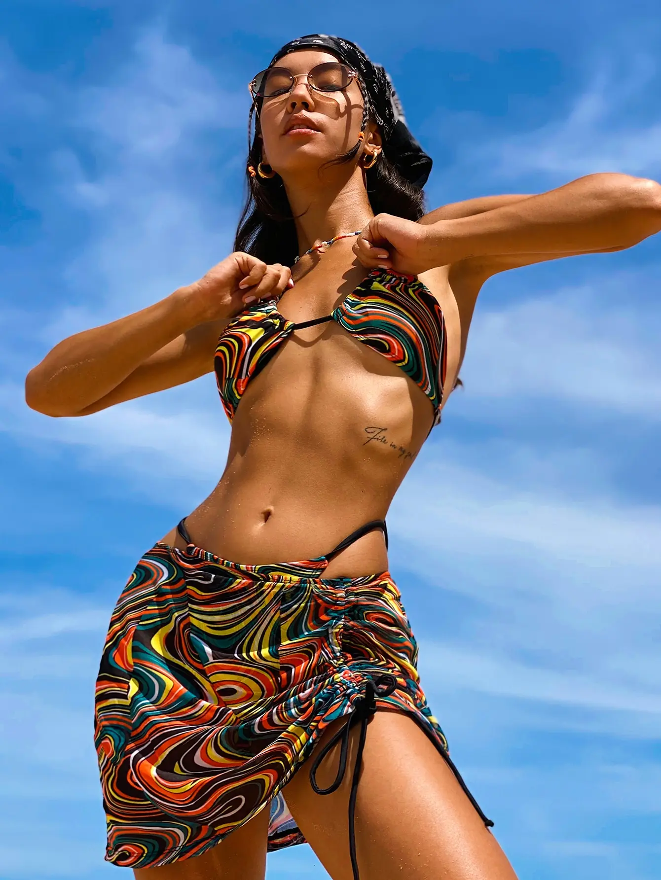 Бикини из 3 предметов 2022 купальник с лямкой на шее женская сексуальная накидка