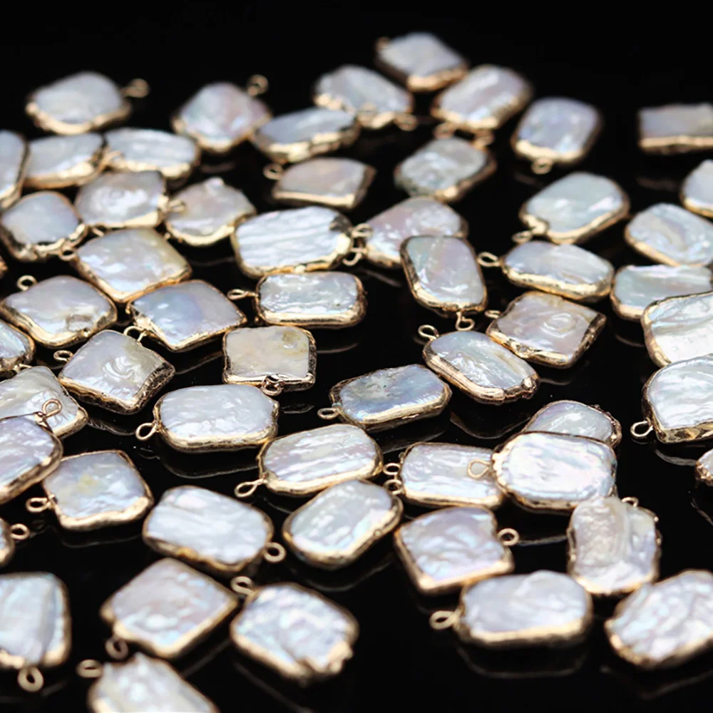 

5PCS Natural Freshwater Pearl Pendants Square Pearl Pendants For Jewelry Making DIY Accessories Fit Necklaces Size 12x20-13x22mm