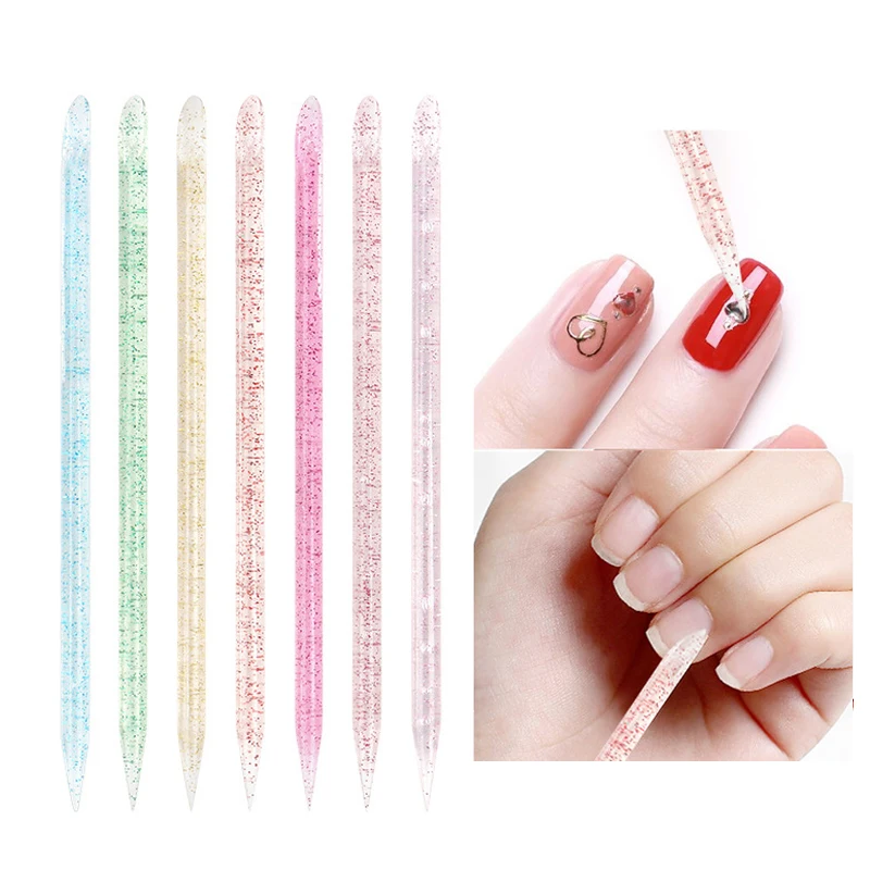 

20/50 шт. блестящие Кристальные палочки, двухсторонний толкатель для кутикулы для дизайна ногтей, многоразовый инструмент для удаления кутик...