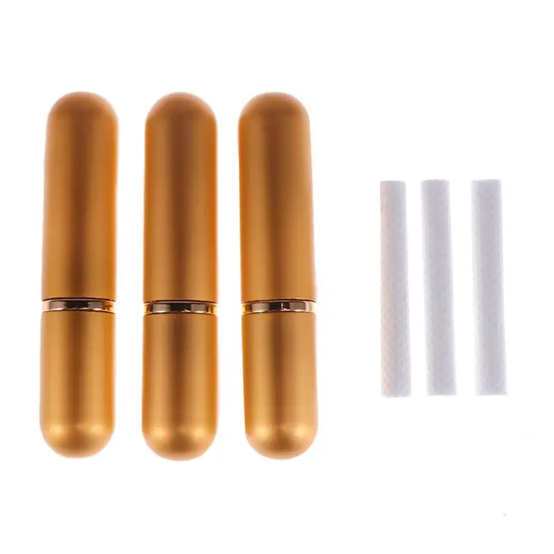 3Pcs Refillable Mini Perfume Essential Oil Diffuser Tube Aromatherapy Nasal Inhalers Bottle with Cotton Wicks Golden | Красота и