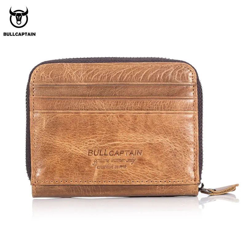 BULLCAPTAIN кожаный бизнес держатель для карт кредитная карта на молнии хранения