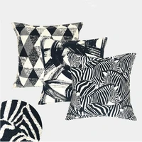 ins nordic fashion pillowcase zebra stripe black white graffiti triangle pattern cushion cover 45x45cm home sofa car pillow case
