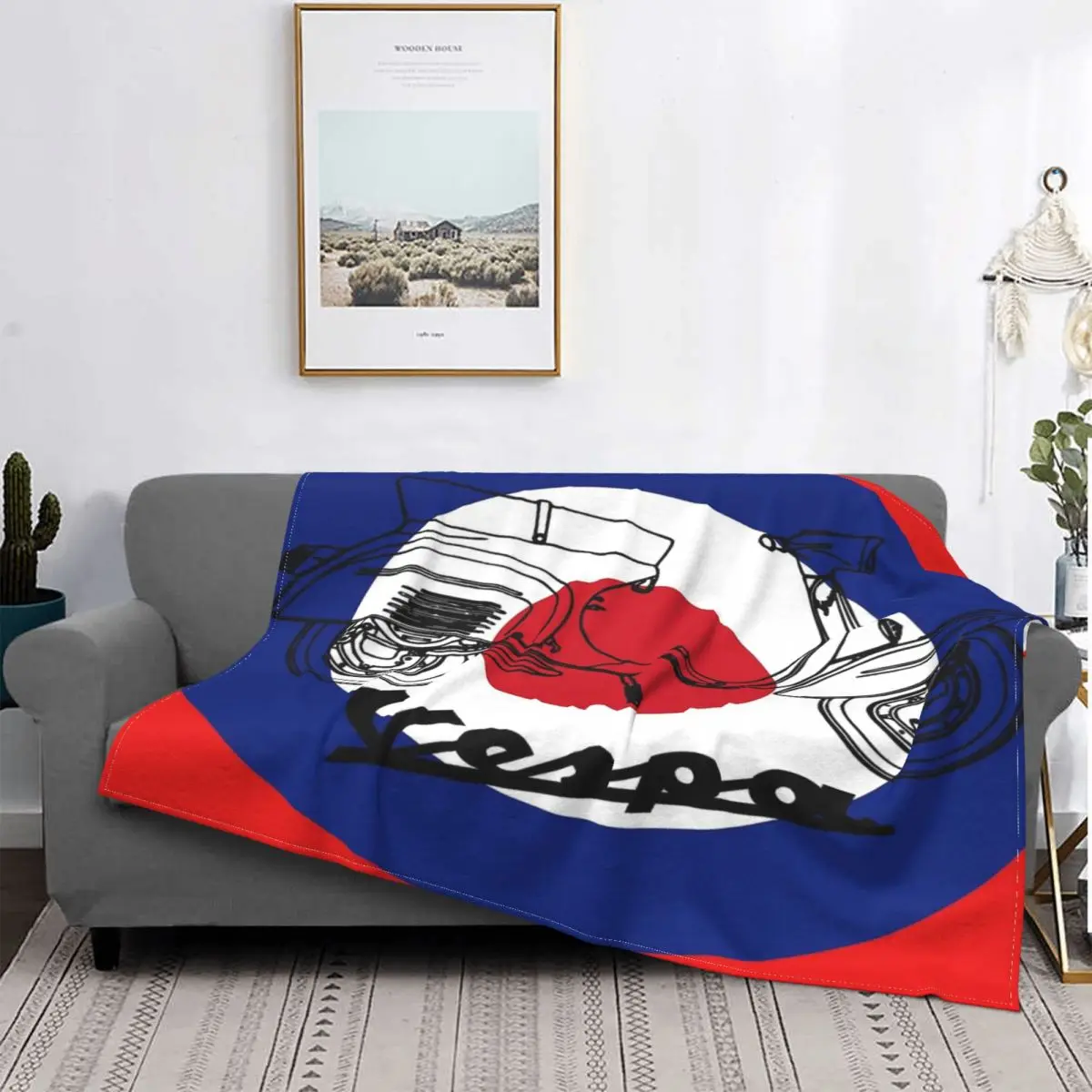 

Vespa On Mod Roundel-colcha a quadros para cama, manta Kawaii, 220x240