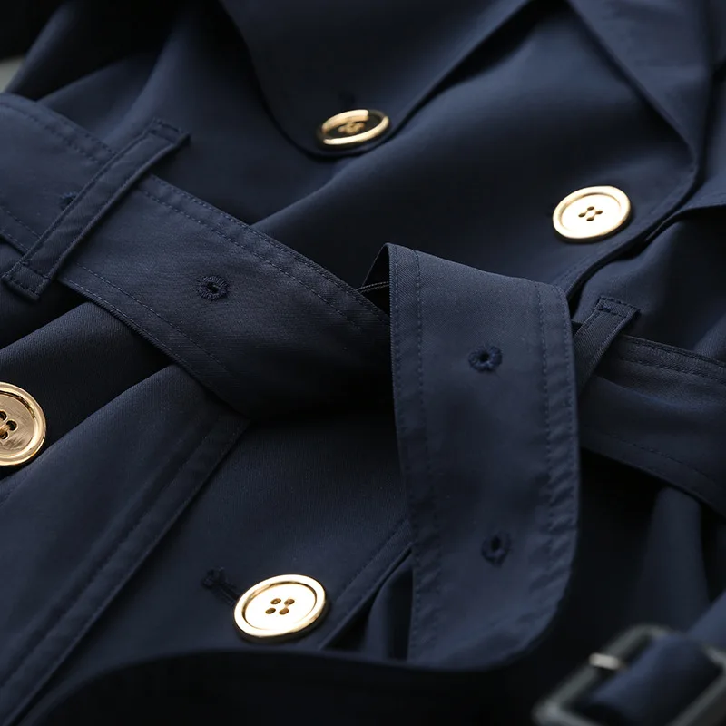 

New Brand Designer 2021 Spring Medium Length Coat Women Office Lady Girl Khaki Black Blue Loose Fashion Trench with Waistband