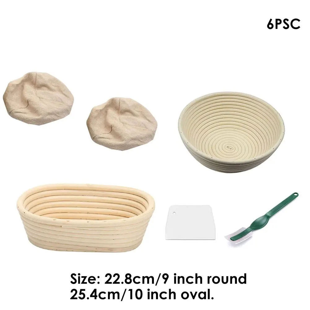 6PCS Oval Dough Banneton Brotform Dougn Rattan Bread Proofing Proving Baskets Fermentation Wicker Basket Kitchen Supplies | Дом и сад