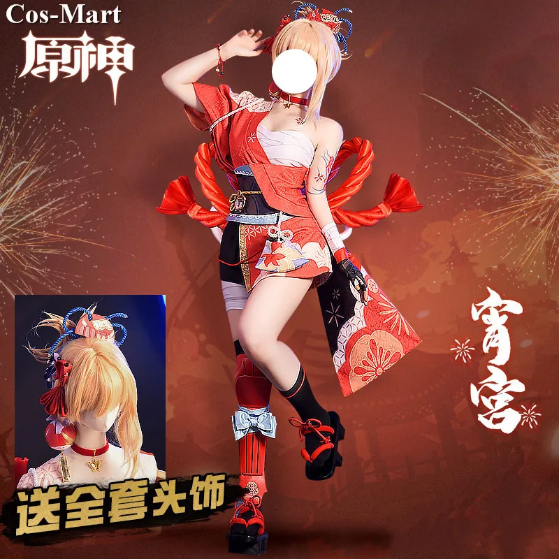 【Just show】 juego de Cos-Mart Genshin Impact Yoimiya disfraz de moda lindos uniformes de batalla ropa de juego de rol para fiesta de actividades