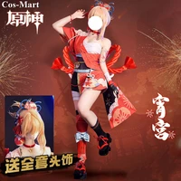 game genshin impact yoimiya cosplay costume fashion cute battle uniforms female activity party role play clothing s l new style