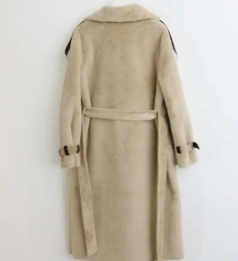 Шуба женская утолщенная теплая шерстяная кашемировая длинная шуба из овечьей