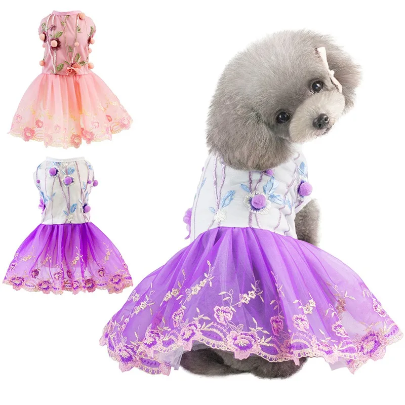 Одежда для собак; сезон весна-лето; вечерние платья с вышивкой; roupa cachorro для маленьких и средних собак; Q1