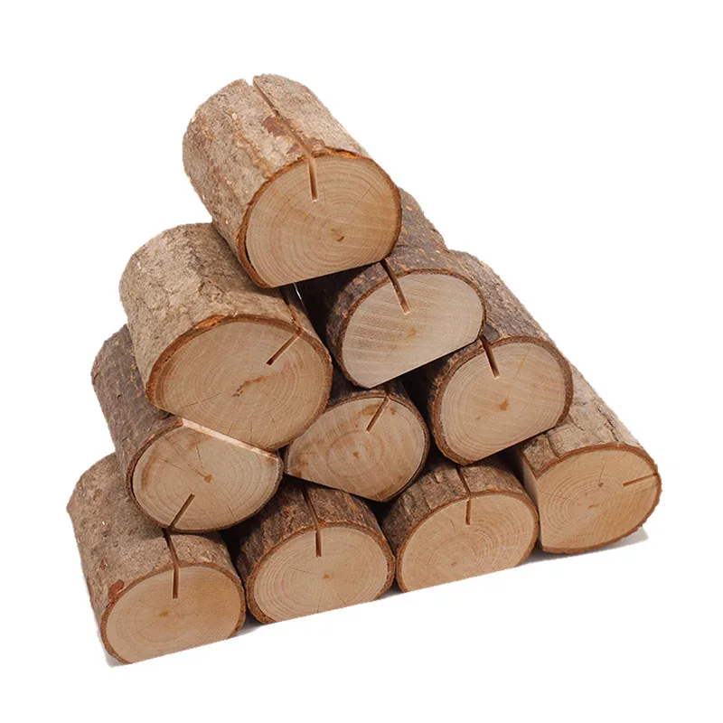 30Pcs Family Natural Wooden Pile Log Photo Folder Table Card Number Clip Stands Wedding Decor | Дом и сад