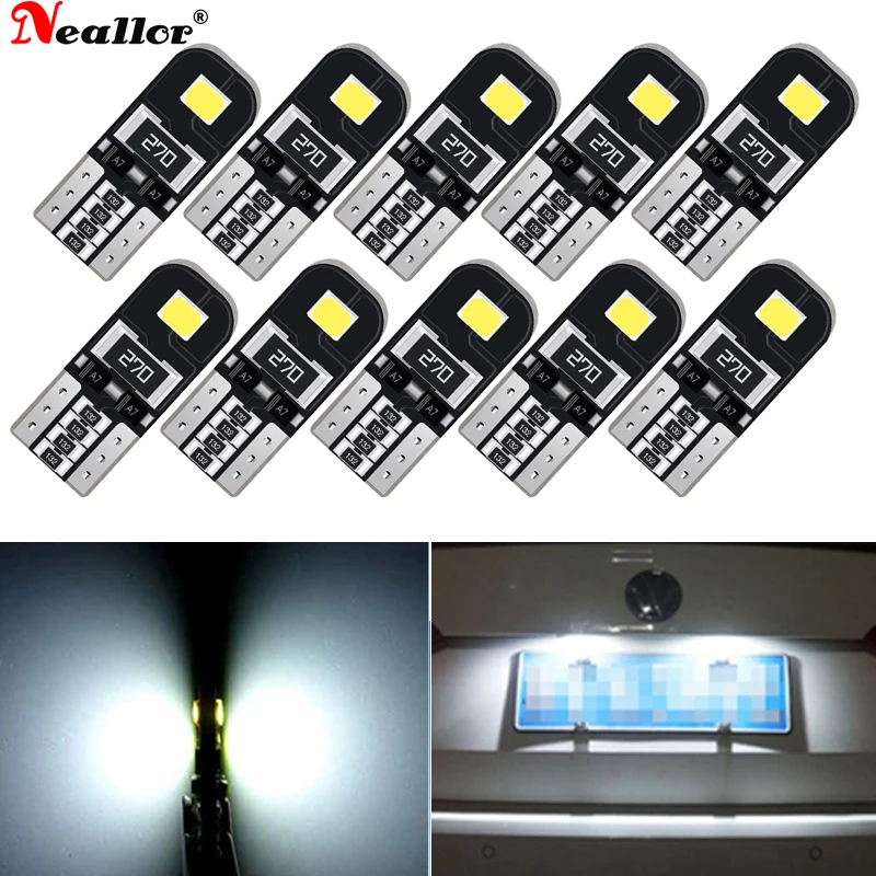 

10x T10 Led Canbus W5W светодиодные лампы 168 194 2SMD белая сигнальная лампа купольная лампа для чтения номерного знака Освещение для салона автомобиля s ...
