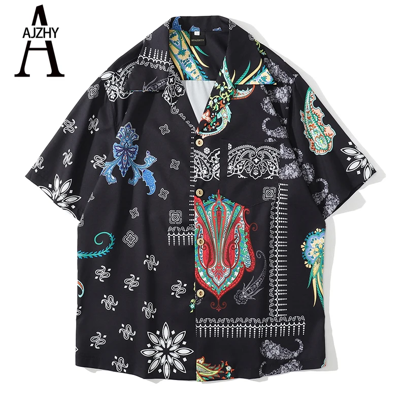

Shirts Men Vintage Beach Summer Short Sleeve Hawaiian Shirt Japanese Streetwear Button Up Casual Shirts for Men Fashion Tops